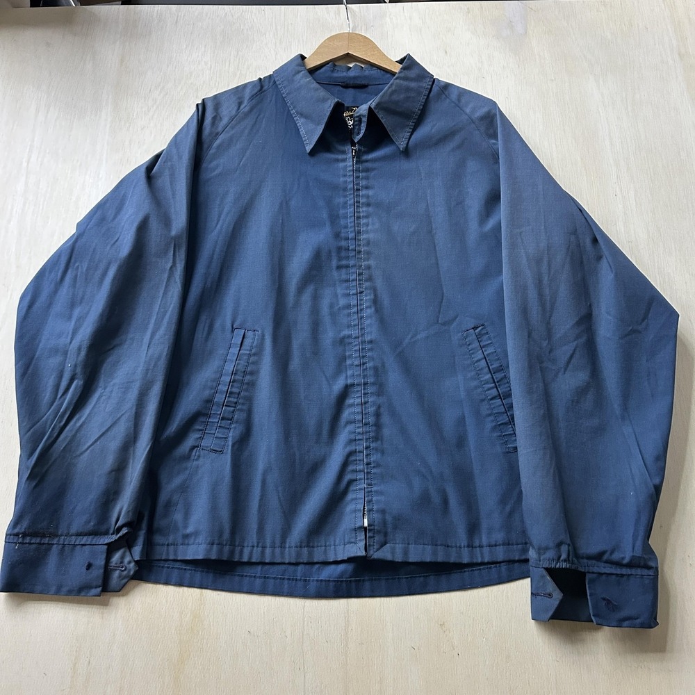 Vintage Arnold Palmer Jacket Mens XL Blue Windbreaker Van Heusen Golf Full Zip